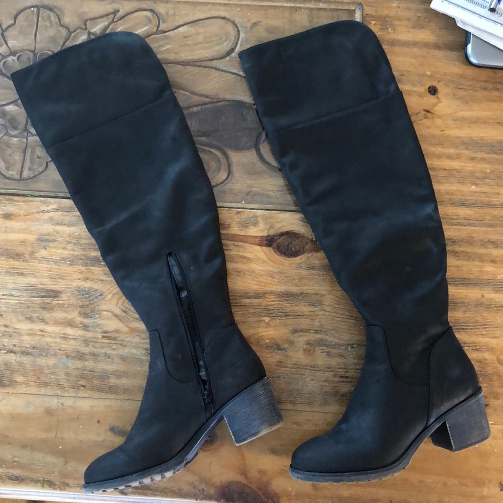 🖤Black knee high boots w/side ankle zipper